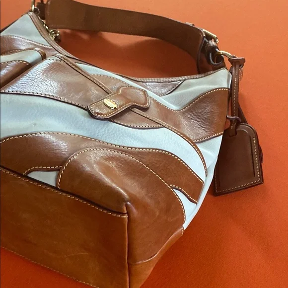 Dooney & Bourke Brown and White Hobo Bag with Structured Silhouette - Picture 2 of 7
